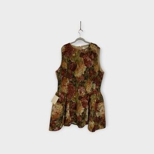 JessaKae Floral Peplum Dress in Rust, Mustard & Cream